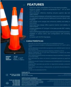 Traffic Cones 28 Inch Heavy Duty 10 lb Safety Cones Orange with Reflective Coll - Picture 1 of 3
