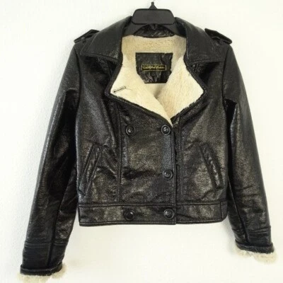 Chaqueta de cuero sintético para mujer Southpole Collection pequeña negra Foto 1 de 4