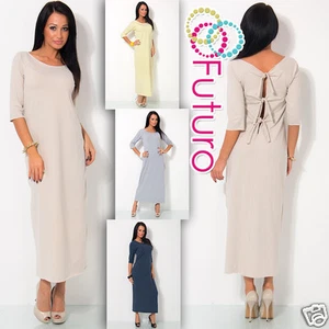 Vestido boho único para mujer espalda abierta cuello redondo estilo corbata hippie talla 10-12 ft1226 - Imagen 1 de 7