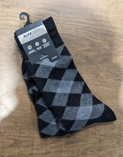 Alfani Men's 4-Pair Pack Gray Diamond Print Logo Dress Crew Socks Shoe 7-12