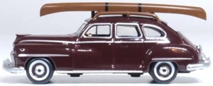 NEW 1/87 HO Oxford Diecast Vehicles 1946 DeSoto Suburban in Maroon w/ Canoe - Picture 1 of 6