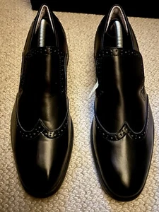 SALE Chengbo Goor Black Leather Men’s Slipon Brogue Shoes UK 6 New Boxed REDUCED - Picture 1 of 24
