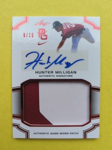 2016 Leaf Perfect Game National Showcase Red /15 Hunter Milligan Patch Auto