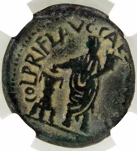 Casa rodante SAMARIA CAESAREA Judea Tierra Santa MONEDA TRAJANO SACRIFICIO ANUNCIO 98-117 AU F 3/5 - Imagen 1 de 4