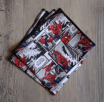 Pañuelo cuadrado de bolsillo Spiderman cómic formal hecho a mano a pedido Foto 1 de 4