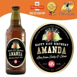 BOTELLA DE SIDRA FRESA DE SIDRA PERSONALIZADA ETIQUETA CUMPLEAÑOS CUALQUIER OCASIÓN - Imagen 1 de 4