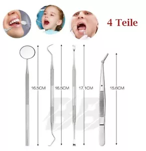Dental Set 4-teilig Zahnpflege Zahnreinigung Zahnsonde Zahnarzt Instrumente NEU - Bild 1 von 5