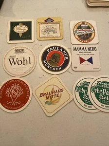 BEER Coaster Mat Lot of 10: German Germany Vintage Used Vintage Brewery Barware - Picture 1 of 6