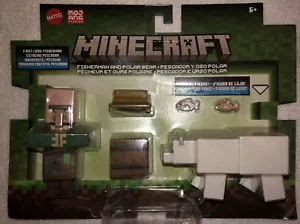 Minecraft Figure 2-Pack: FISHERMAN AND POLAR BEAR (w/ Barrel & Fish) New 2024 - Picture 1 of 5