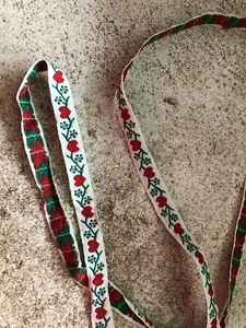 Vintage Embroidered Ribbon Floral & Red Hearts Over A Yard 41” Long 1/2” Wide - Picture 1 of 4