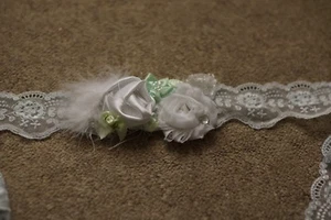 Handmade Maternity sash, photography props, green and white lace - Picture 1 of 2
