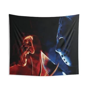 Freddy vs. Jason Halloween Design Indoor Wall Tapestry | Horror Movie Decor - Picture 1 of 4