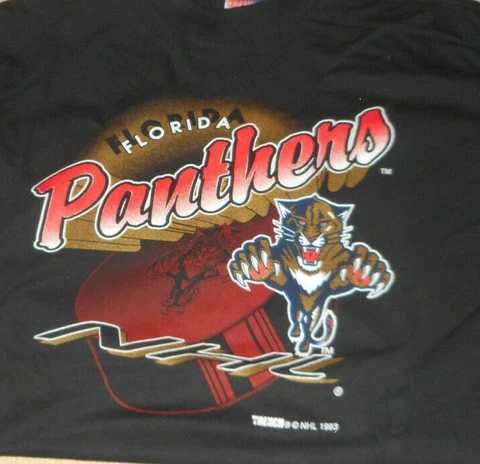 New with Tag NHL Florida Panthers T-Shirt Original Double Logo 1993 Size XL Mens Cover