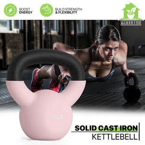 Kettlebell recubierto de neopreno rosa de 10 libras gimnasio en casa ejercicio entrenamiento de fuerza con pesas - Imagen 1 de 10