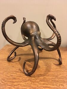 Octopus Pillar Sculpture Coastal Nautical , Spi home Octopus Stand