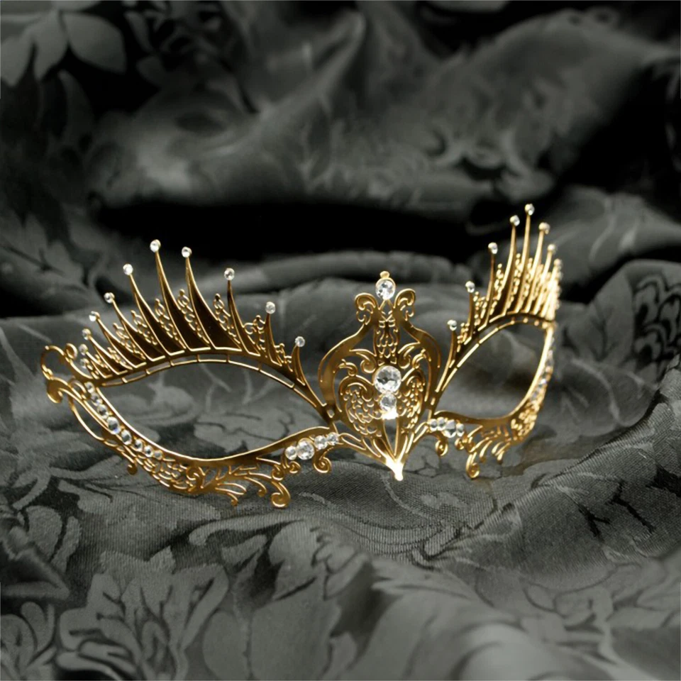 Maschera Veneziana Originale, Metallo e Pietre Preziose Swarovski Made in Italy - Immagine 1 di 1