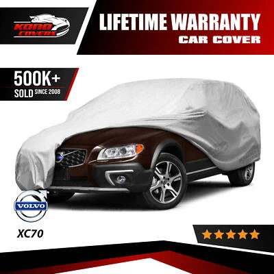 Cubierta de coche Volvo XC70 4 capas instalada en puerta exterior a prueba de agua lluvia nieve sol polvo Foto 1 de 4