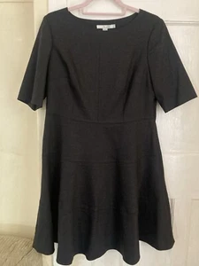 Vestido Boden Gris Oscuro Manga Corta 97% Lana Oficina Trabajo Reino Unido 14 Pequeño - Imagen 1 de 5