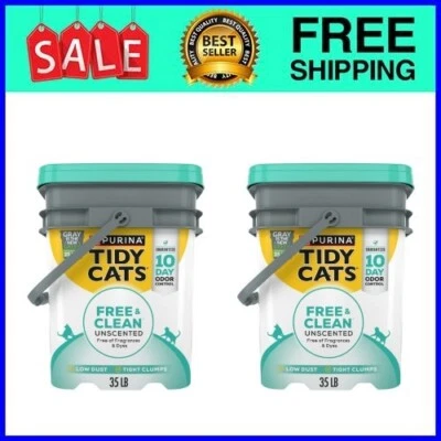 Purina Tidy Cats Clumping Cat Litter, Free & Clean Unscented Multi 35 lb 2 Pack