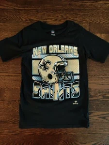 New Orleans Saints tShirt Youth S 8 Vintage Logo Black gold helmet - Picture 1 of 6
