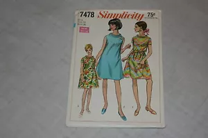 Vintage Simplicity Schnittmuster #7478 Größe 14 Misses Kleid - Bild 1 von 1