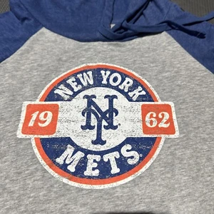 New York Mets Campus Lifestyle Shirt mit Kapuze Damen Größe M Blau Langarm - Bild 1 von 6