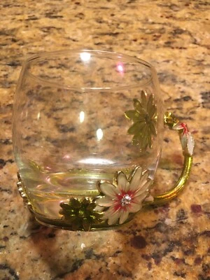 ARC ручной работы эмали розовый и фиолетовый цветок украшенный чай кофе кружка COAWG - Изображение 1 из 4