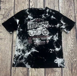 Motorcycle T Shirt Tee Black Tye Dye Short Sleeve New Women’s Size Small - Picture 1 of 3