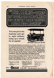 1913 Koehler Trucks, Commercial Car Ad: Reverse Side is Federal Trucks, See Pic - Picture 1 of 2