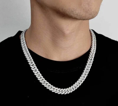 Brazalete de cadena de eslabones cubanos enchapados en oro blanco de acero inoxidable helado para hombre Foto 1 de 4