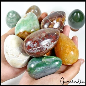 2 kg/11 Stck. Natürliche Unbehandelte Multi Color Mix Edelsteine Eierform Lose Großhandel Posten - Bild 1 von 11
