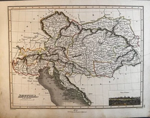 1817 Austria "View of Vienna” Original Map, Copperplate, J. Wyld, N.R. Hewitt - Picture 1 of 3
