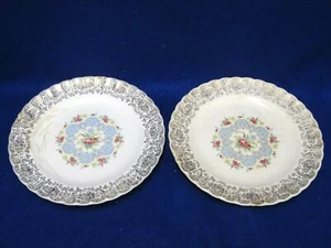 2 VINTAGE LIMOGES 9 3/4” LYRIC DINNER PLATES WARRANTED 22 K GOLD TRIM - Picture 1 of 12