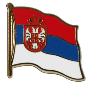 Serbien mit Wappen Flaggen Pin Fahnen Pins Fahnenpin Flaggenpin Anstecker - Bild 1 von 1