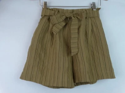 Pantalones Cortos H&M Para Mujer Talla 6 Marrón y Negro Rayas Cintura Alta Bolsa de Papel Pantalones Cortos H&M Foto 1 de 4
