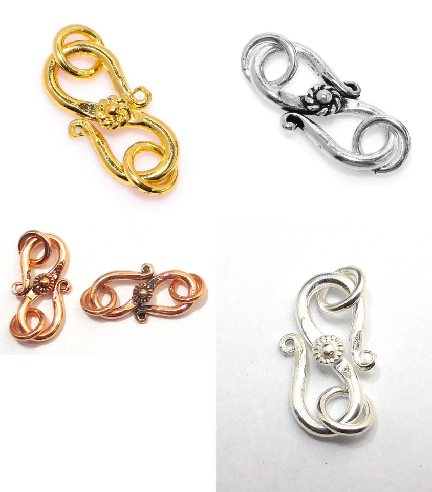 12 Pcs 21X12mm Bali S Hook Clasp Jewelry Making B646 - Image 1 of 1