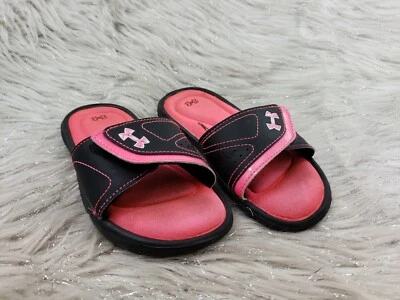 UNDER ARMOUR Black Hot Pink Girls Sandals Kids Size 13K - Image 1 of 4