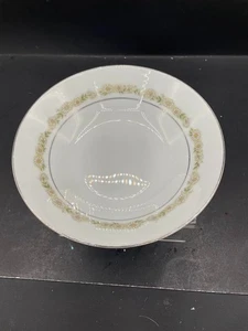 Noritake China 6908 Trilby modello margherita bianca con bordo argento ciotola da dessert - Foto 1 di 6