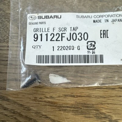 Tornillo de rejilla genuino Subaru 91122FJ030 Foto 1 de 3