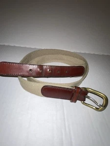 Cinturón vintage para hombre marca Jacobsons talla 38 cuero y lona tostado - Imagen 1 de 4