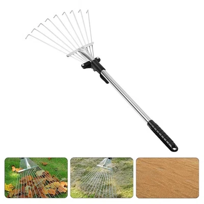 Garten Rechen Teleskop Fächerbesen Verstellbesen Drahtbesen Laubbesen Harke NEU - Bild 1 von 4