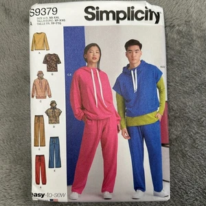 Simplicity S9379 Pattern Oversized Hoodie Pants Tee Unisex Sewing XS-XXL UNCUT - Picture 1 of 7