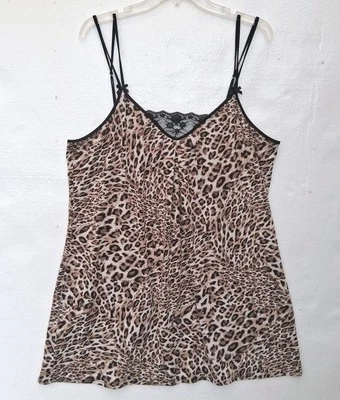 Linea Donatella 内衣 XL 码豹纹可调肩带泰迪睡眠懒人连衣裙 — 第 1/4 张图片