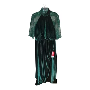 JJ’s House NWT size 16W A-Line High Neck Floor Length Green Beaded Sequin DESC - Picture 1 of 5
