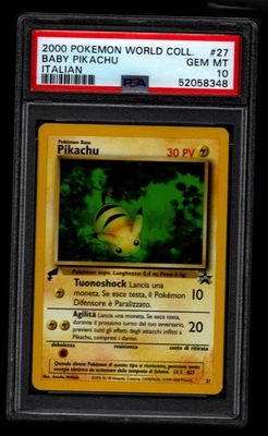 2000 Pokemon World Collection Baby Pikachu PSA 10 Italian #27 GEM MINT - Image 1 of 2