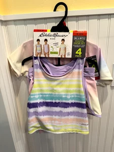 Girl's M 10/12 Eddie Bauer Swim Set 4 piece Reversible Tankini Rashguard UPF 50+ - Picture 1 of 12