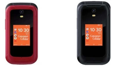 CONSUMER CELLULAR New Iris Flip Phone (8GB) 5.0MP Camera 4G LTE (Unlocked Any For Any GSM Carrier)