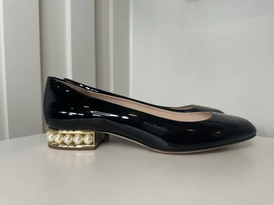 Sapatos Nicholas Kirkwood preto couro envernizado balé salto pérola Casati Reino Unido 7 UE 40 - Imagem 1 de 4