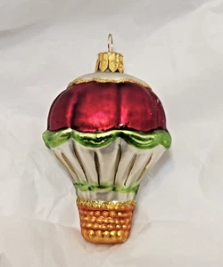 Poland Mouth Blown Glass Hand Painted Hot air Balloon Christmas Ornament - Picture 1 of 8
