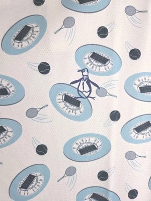 Penguin Size Small Tennis T-Shirt Crew Neck Blue All Over Print NWT $55 - Image 1 of 4